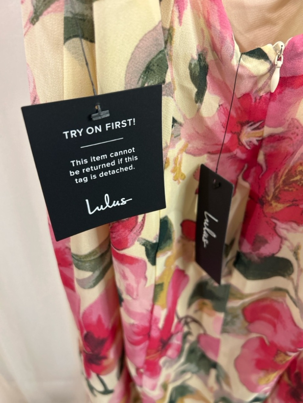 Lulus Floral Midi Dress Halter Open Back Pink Cream Spring Summer NWT - Picture 8 of 9